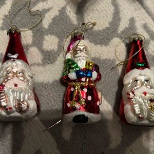Vintage 4 Festive Santa Claus glass Ornaments